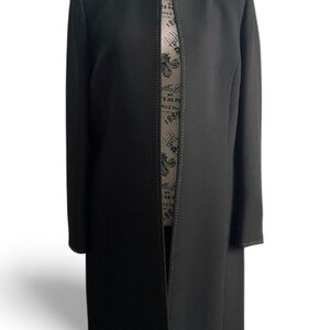 Tahari Black Open-Front Long Blazer Coat